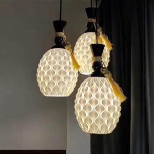 TimTim Lights Pendant Lamp, Hanging Light Fixture |3D Printed Ceiling Pendant Light Decorative LED Compatible Lamp for Living Room,Bedroom,Study,Dining |Modern Home Lighting (Pibne 3 Set)