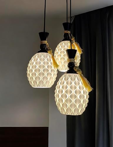 TimTim Lights Pendant Lamp, Hanging Light Fixture |3D Printed Ceiling Pendant Light Decorative LED Compatible Lamp for Living Room,Bedroom,Study,Dining |Modern Home Lighting (Pibne 3 Set)
