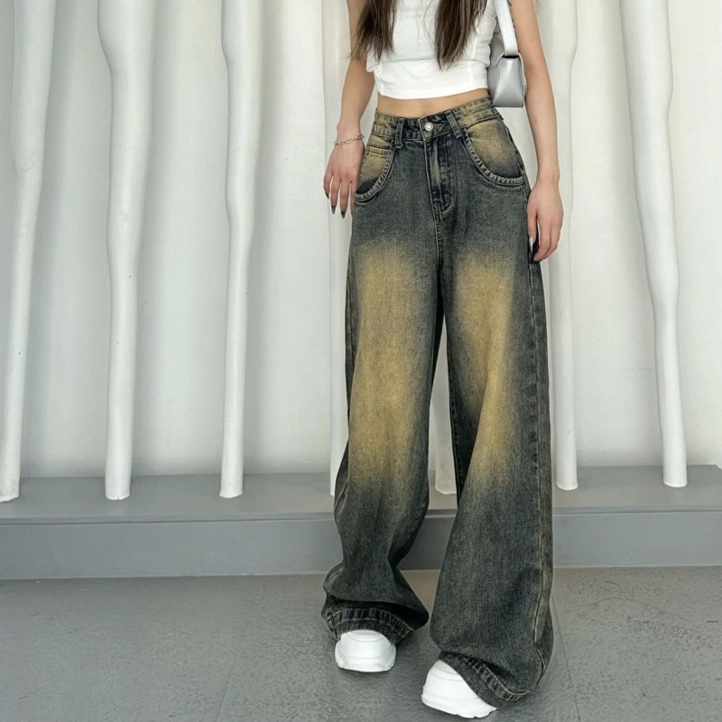 Retro-distressed High-waisted Loose-fit Jeans For Women